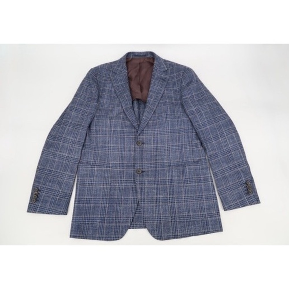 Suitsupply Havana E Thomas Sport Coat Mens 42 Blue Plaid Wool Silk Linen 42R